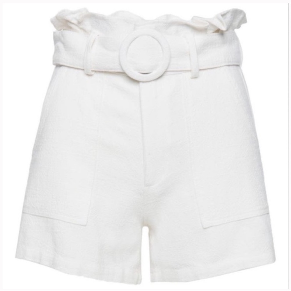 Blank NYC White Paper Bag Waist Belted Shorts Line